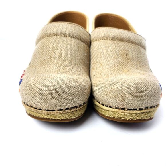 Dansko Vegan Jute Embroidered Floral Paisley Print Clog Tan Size US 7.5-8 EU 38 - Picture 4 of 7